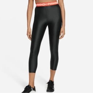 Nike PRO LEGGINGS BLACK HABANERO  RUNNING TRAINING 7/8 LENGTH SIZE S